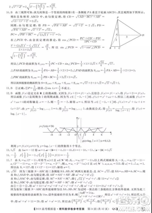 2019全国百所名校高考模拟调研卷理数一、二、三、四、五、六参考答案 2019全国百所名校高考模拟调研卷理数一、二、三、四、五、六参考答案