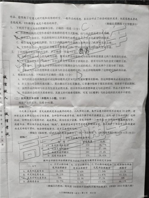2019年重庆二诊语文参考答案 2019年重庆二诊语文参考答案