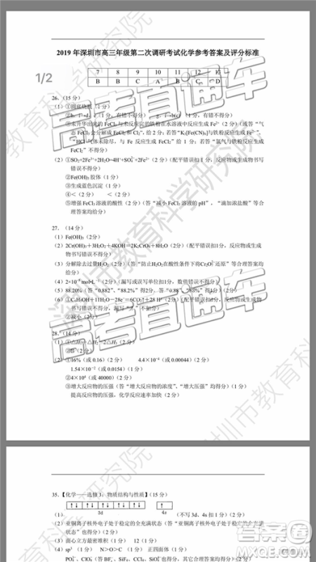 2019年深圳二模文理综试题及参考答案 2019年深圳二模文理综试题及参考答案