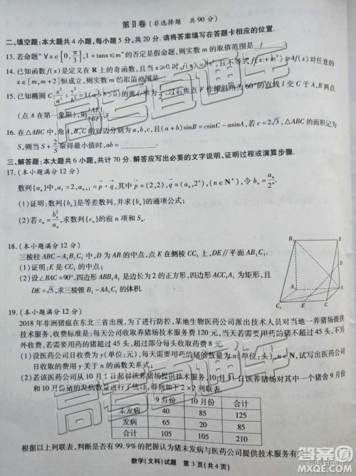 2019江淮十校联考高三第三次联考文理数试题及参考答案