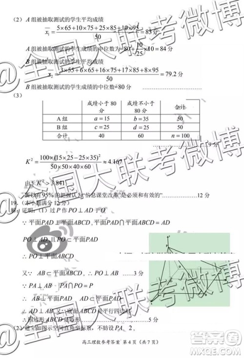 2019年中原名校高三第五次测评文理数参考答案 2019年中原名校高三第五次测评文理数参考答案
