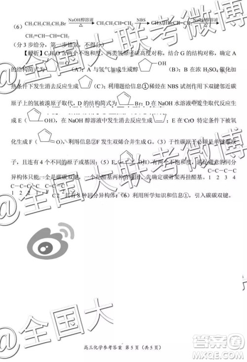 2019年中原名校高三第五次测评文理综参考答案 2019年中原名校高三第五次测评文理综参考答案