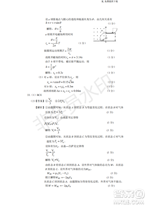 2019年四川省百校高三模拟冲刺卷文理综答案