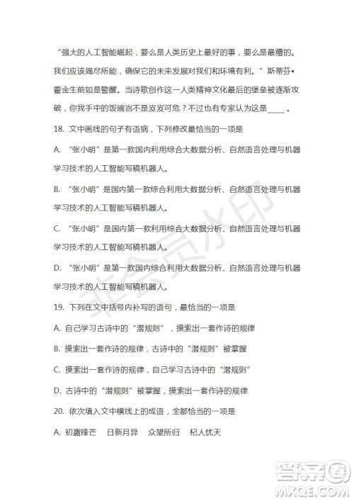 河北辛集中学2019届高三第四次阶段考试语文试题及答案解析 河北辛集中学2019届高三第四次阶段考试语文试题及答案解析