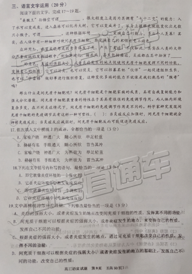 2019年肇庆三模语文试题及答案 2019年肇庆三模语文试题及答案