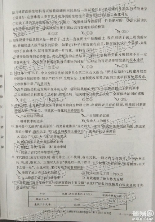 2019晋城二模文综试题及参考答案 2019晋城二模文综试题及参考答案
