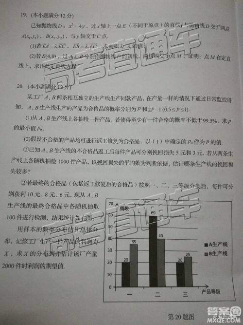 2019汕头二模文理数试题及参考答案