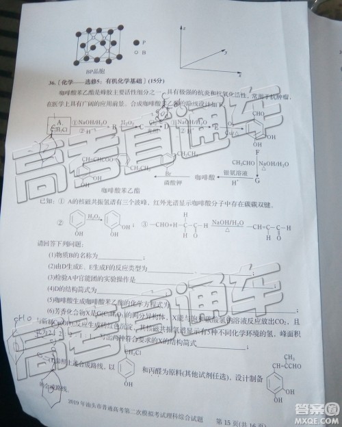 2019年汕头二模理综试题及参考答案