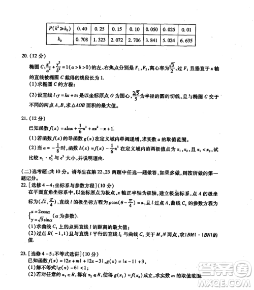 2019年运城市高三高考适应性测试文理数试卷及答案