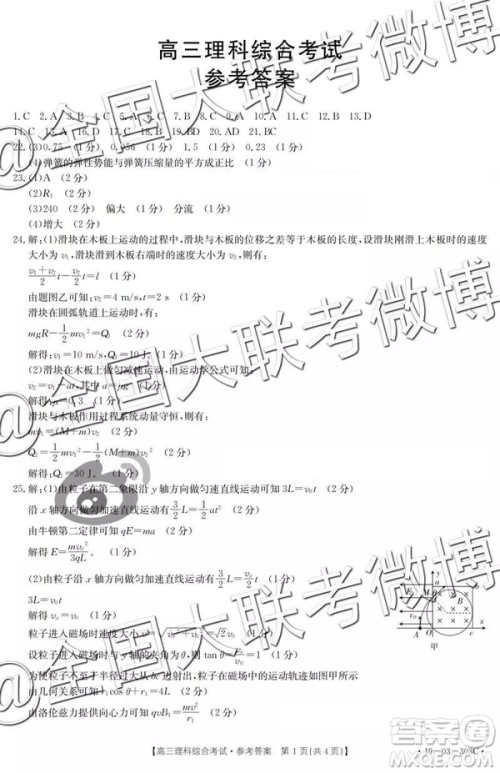 2019年4月安徽金太阳文理综参考答案 2019年4月安徽金太阳文理综参考答案