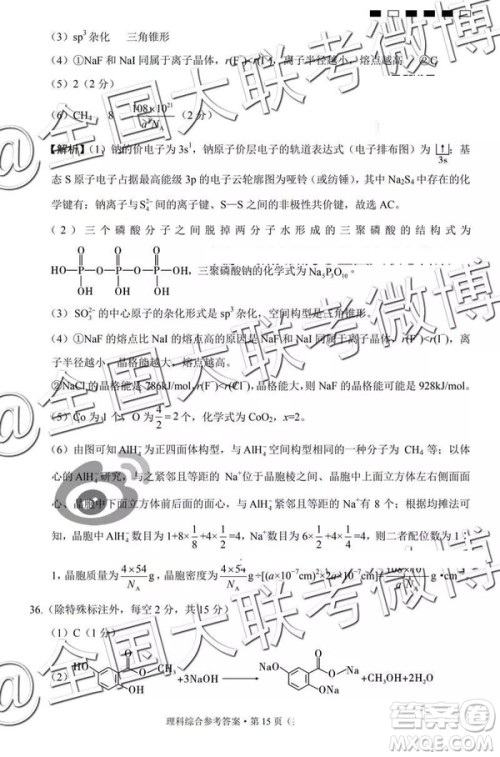 贵阳第一中学2019届高考适应性月考卷七文理综参考答案