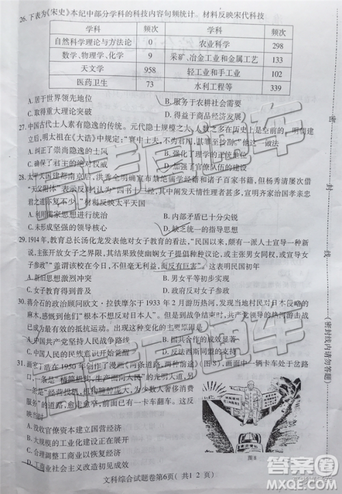 2019年淮北二模文理综试题及参考答案 2019年淮北二模文理综试题及参考答案