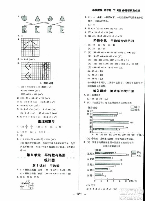 2019春荣德基典中点四年级数学下册人教RJ版参考答案 2019春荣德基典中点四年级数学下册人教RJ版参考答案