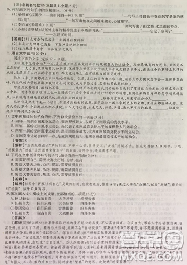 2019年普通高等学校招生全国统一考试高考仿真模拟信息卷押题卷十一语文试题及答案