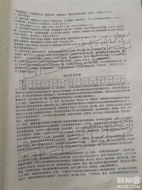 2019年成都石室中学三诊模拟文科综合试题及参考答案 2019年成都石室中学三诊模拟文科综合试题及参考答案