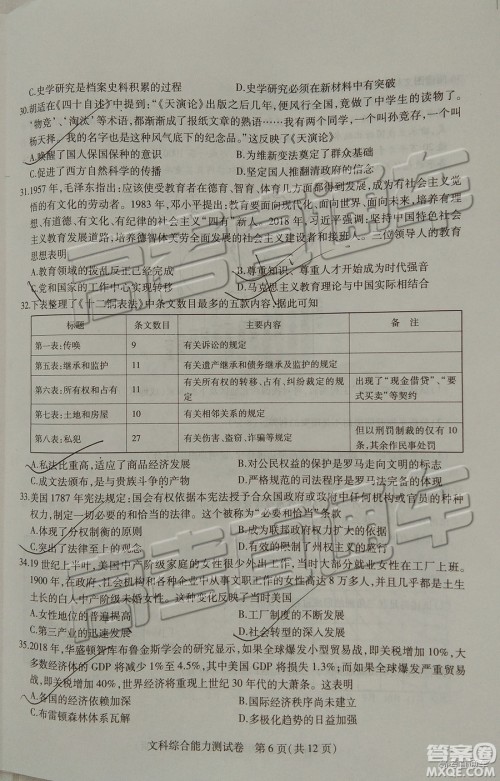 2019年东三省三校三模文理综试题及参考答案 2019年东三省三校三模文理综试题及参考答案