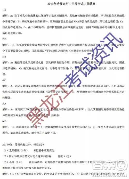 2019年东三省三校三模文理综试题及参考答案 2019年东三省三校三模文理综试题及参考答案