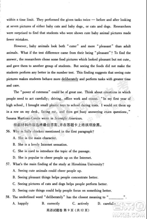 2019年郑州二模英语试题与答案 2019年郑州二模英语试题与答案