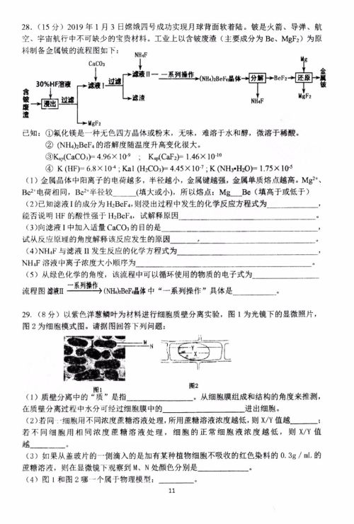 2019年哈三中高三第三次联考理科综合试题及答案 2019年哈三中高三第三次联考理科综合试题及答案