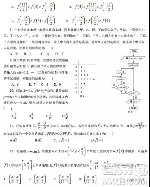 2019年山东省济钢高中高三下学期4月考一理数试题答案