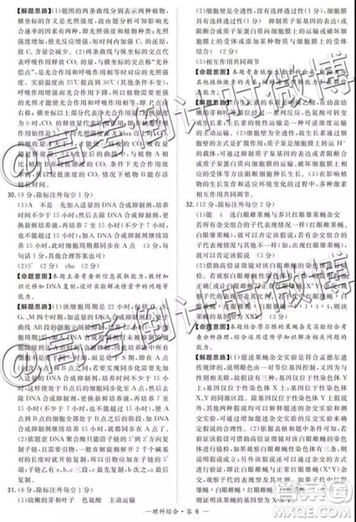 2019年5月超级全能生联考乙卷文理综参考答案 2019年5月超级全能生联考乙卷文理综参考答案