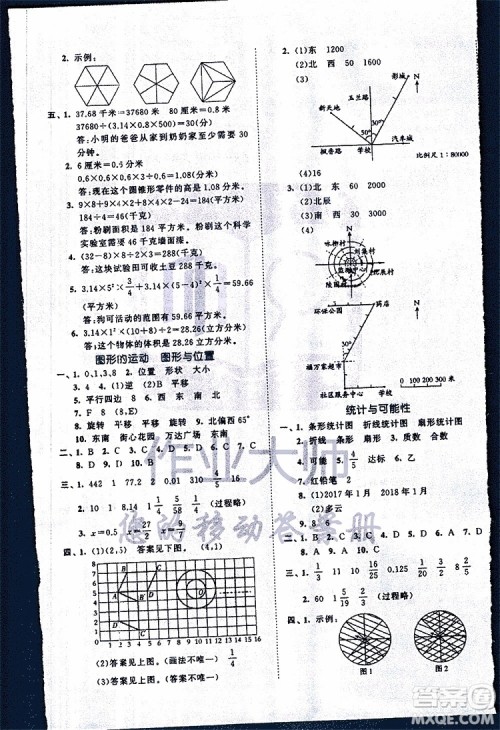 小儿郎2019年53全优卷小学数学六年级下册试卷SJ苏教版参考答案