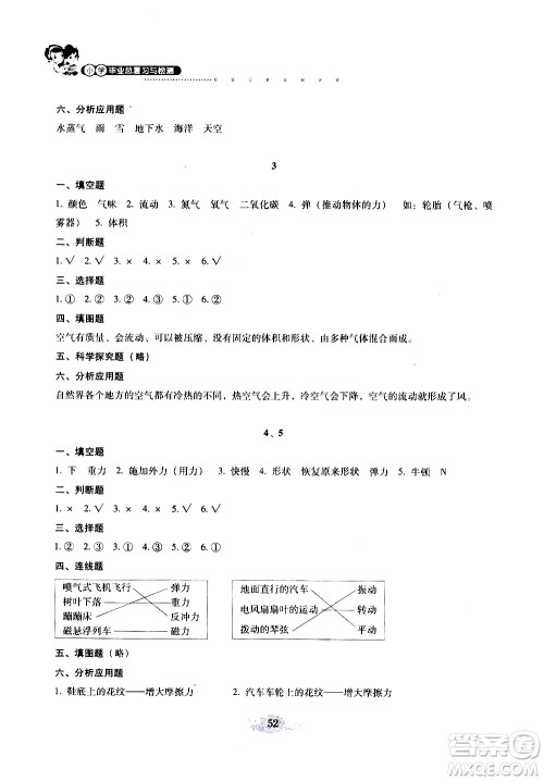 晨光全优2019年云南省小学毕业总复习与检测科学参考答案 晨光全优2019年云南省小学毕业总复习与检测科学参考答案