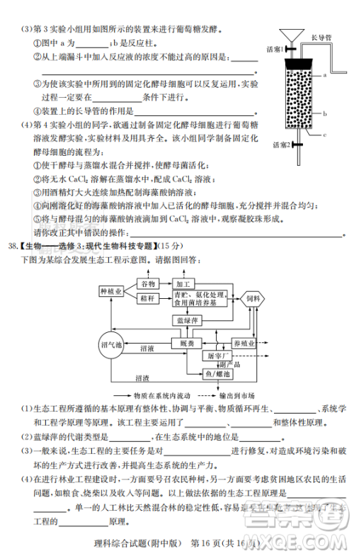 2019年炎德英才大联考湖南师大附中高考模拟卷二文理综试卷及答案