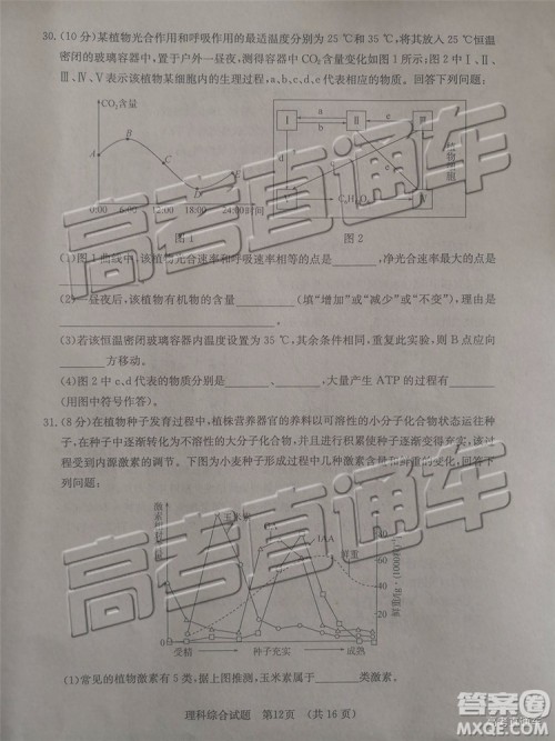 2019年济南二模文理综试题及参考答案