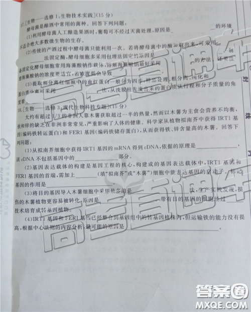 2019年全国普通高中高三五月大联考文理综试题及参考答案