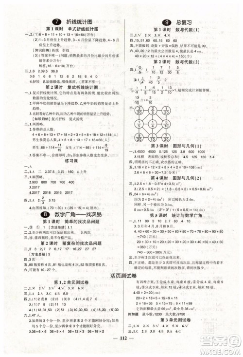 黄冈状元成才路2019年创优作业100分五年级数学人教版下册参考答案