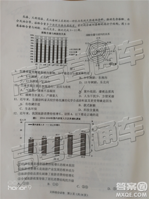 2019年广东高考适应性考试文综试题及参考答案