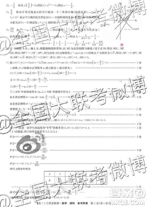 2019年5月九师联盟质量检测文理数答案 2019年5月九师联盟质量检测文理数答案 