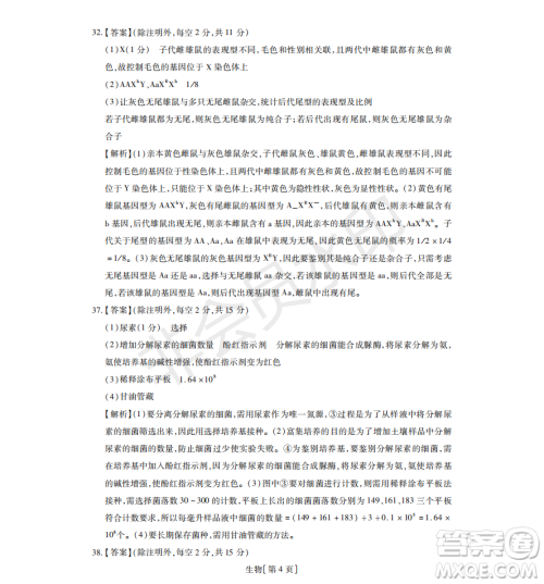 2019年非凡联盟五月联考高三年级调研考试理综答案 2019年非凡联盟五月联考高三年级调研考试理综答案