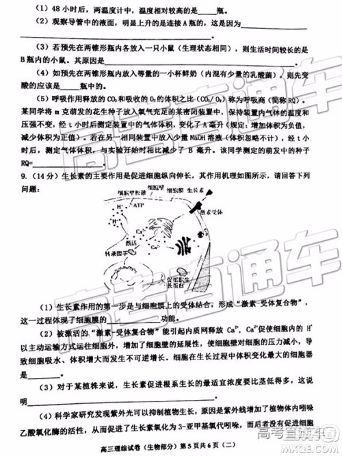 2019年天津河西区高三二模文理综试题及答案