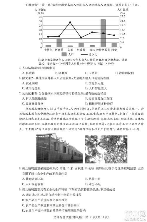 2019年雅礼一模文综试题及答案 2019年雅礼一模文综试题及答案