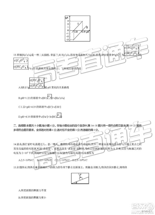 2019年安徽毛坦厂中学高三五月联考文理综试题及答案