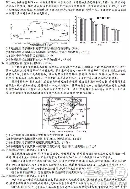 2019年河南省名校联盟高三尖子生第六次调研考试文综试题及答案 2019年河南省名校联盟高三尖子生第六次调研考试文综试题及答案