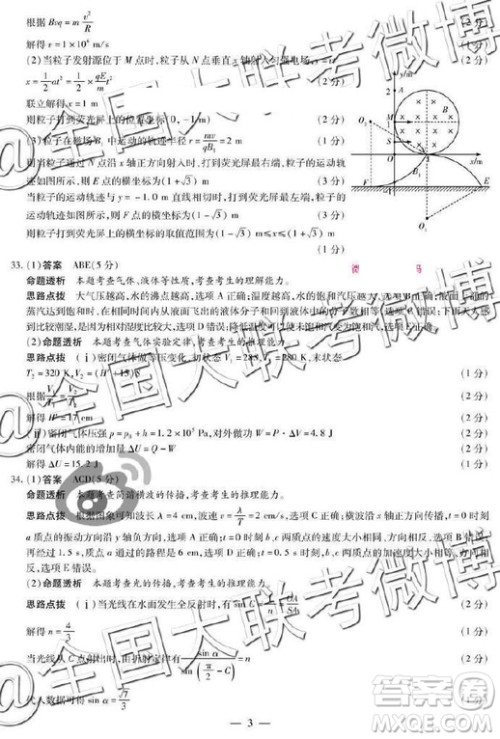 2019年天一大联考六全国版Q版文理综参考答案