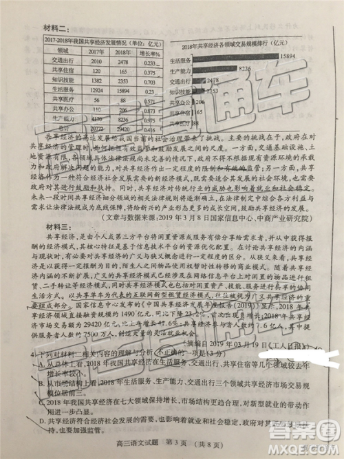 2019年枣庄四模语文试题及答案