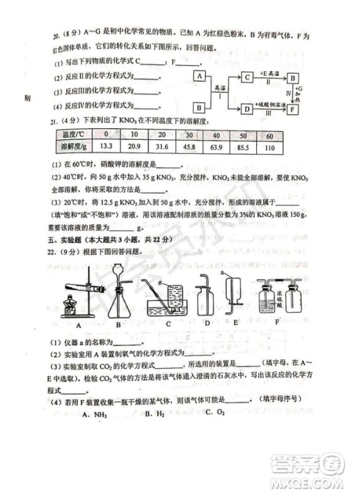 2019年天津河北区初中毕业班学业考试二模化学试题及答案