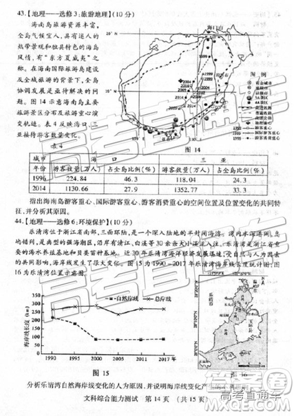 2019年枣庄四模文综试题及答案