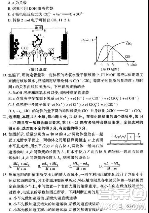 2019年豫科名校大联考B卷高三理科综合答案