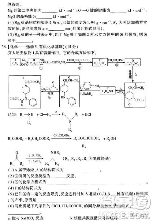 2019年豫科名校大联考B卷高三理科综合答案