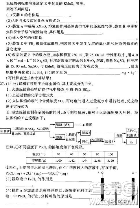 2019年豫科名校大联考B卷高三理科综合答案