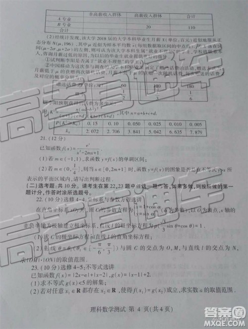 2019年临沂三模文理数试题及参考答案