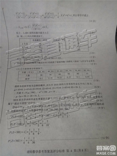 2019年临沂三模文理数试题及参考答案