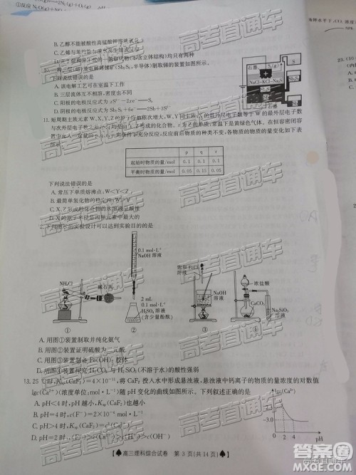 2019年5月24日金太阳百校联考文理综试题及参考答案