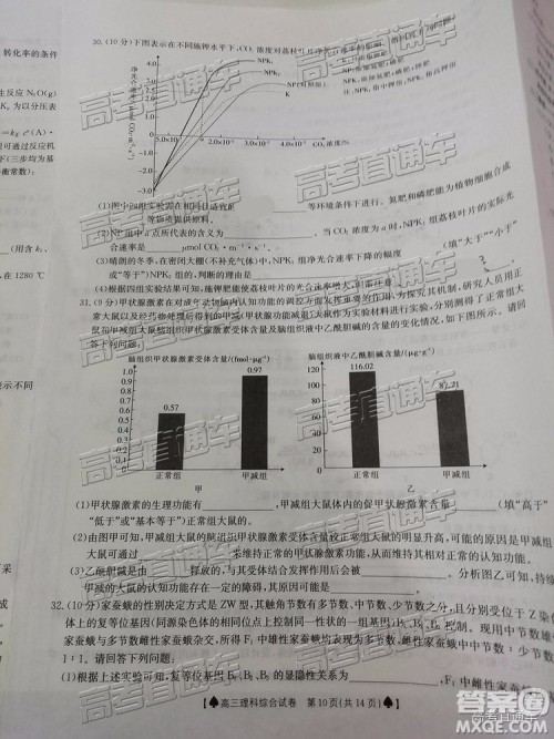 2019年5月24日金太阳百校联考文理综试题及参考答案