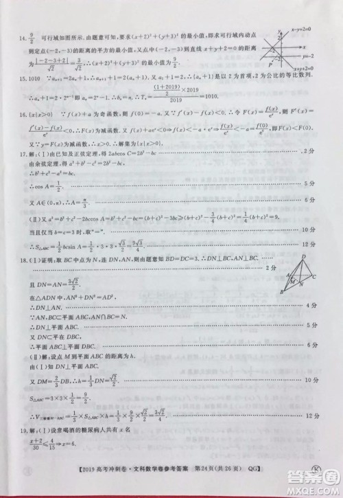 2019年普通高等学校招生全国统一考试冲刺预测卷六文理数试题及答案 2019年普通高等学校招生全国统一考试冲刺预测卷六文理数试题及答案